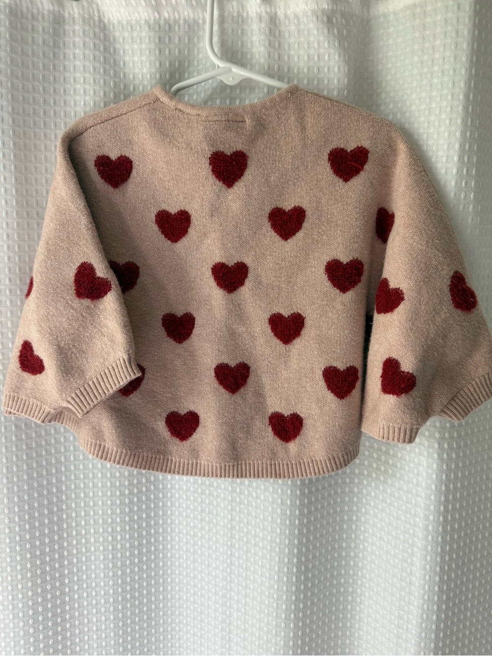 Zara Pink Sweater Cape with Red Hearts
